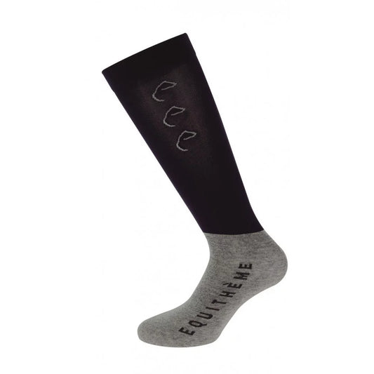 EQUITHEME - Chaussettes d'équitation Compet Marine/Gris (x2)