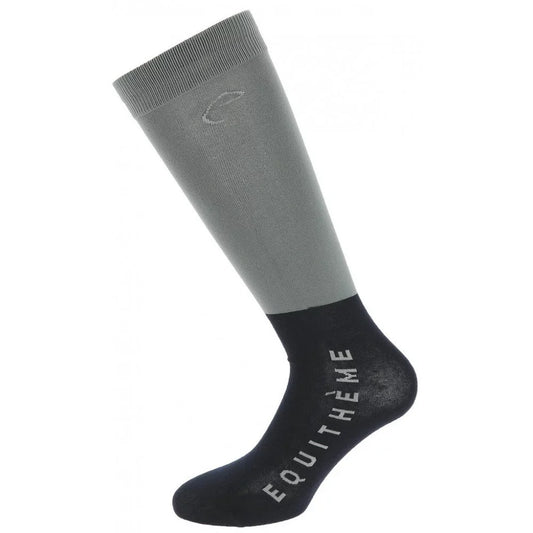 EQUITHEME - Chaussettes d'équitation Compet Gris/Noir (x2)