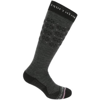 EQUITHEME - Chaussette Snow Gris Chiné/Rose