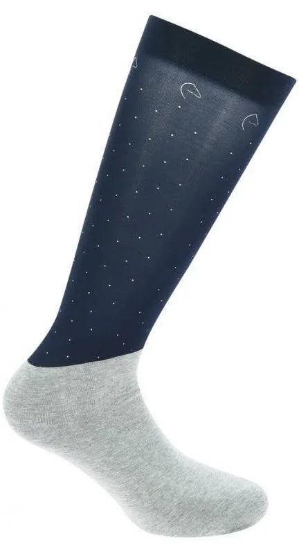 EQUITHEME - Chaussettes Taille Unique Show à Pois Marine (x2)